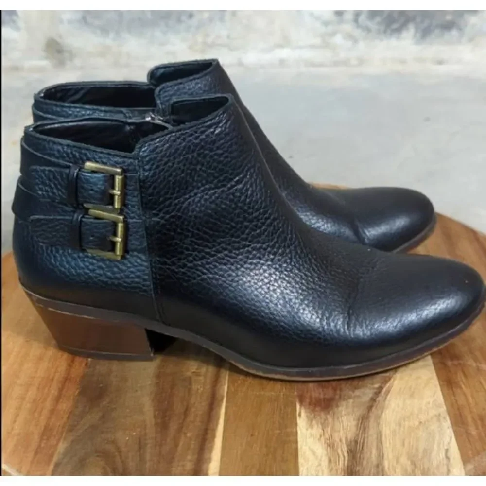 Sam‎ Edelman Petal Black Leather Bootie Size 6.5